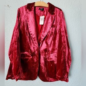 Torrid Shimmering Velvet Blazer in Deep Red